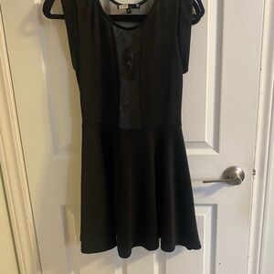 Black Sleeveless Dress With Mesh Panels